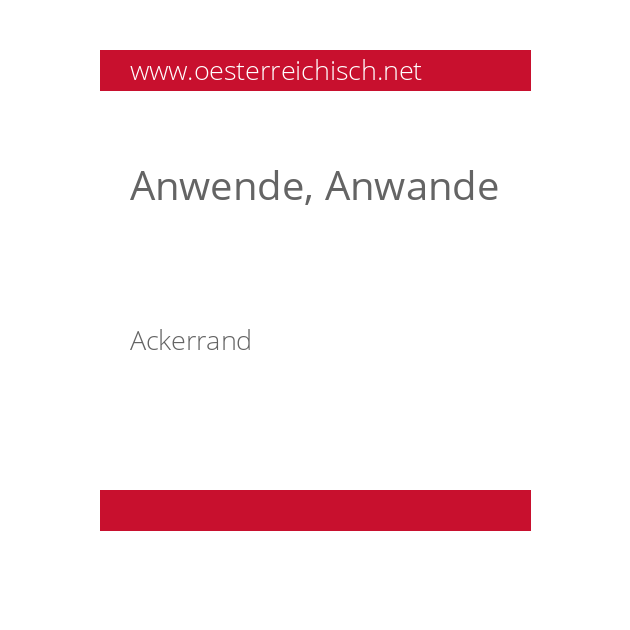 Anwende, Anwande